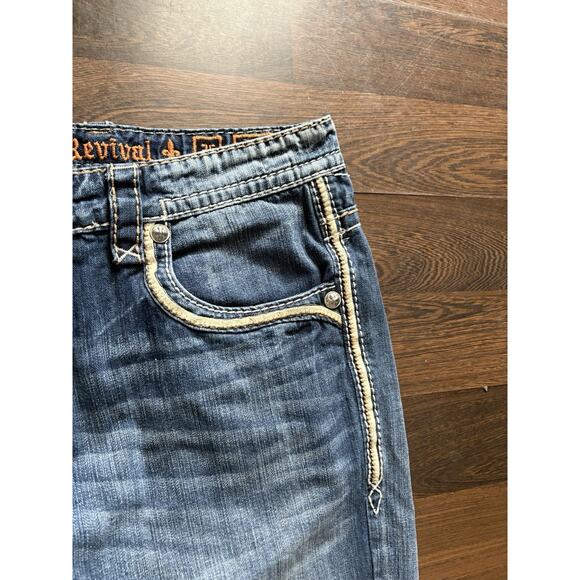 Men's Rock Revival Joshua Relaxed Fit Straight Denim Blue Jeans Sz 36X 30 - Picture 8 of 16